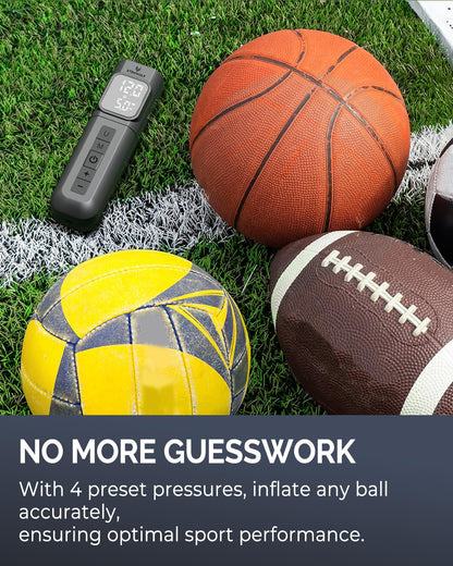 ETENWOLF P200 Electric Ball Pump 2000mAh Sports Air Pump with Digital Pressure Gauge for Basketball Soccer Volleyball (Black)