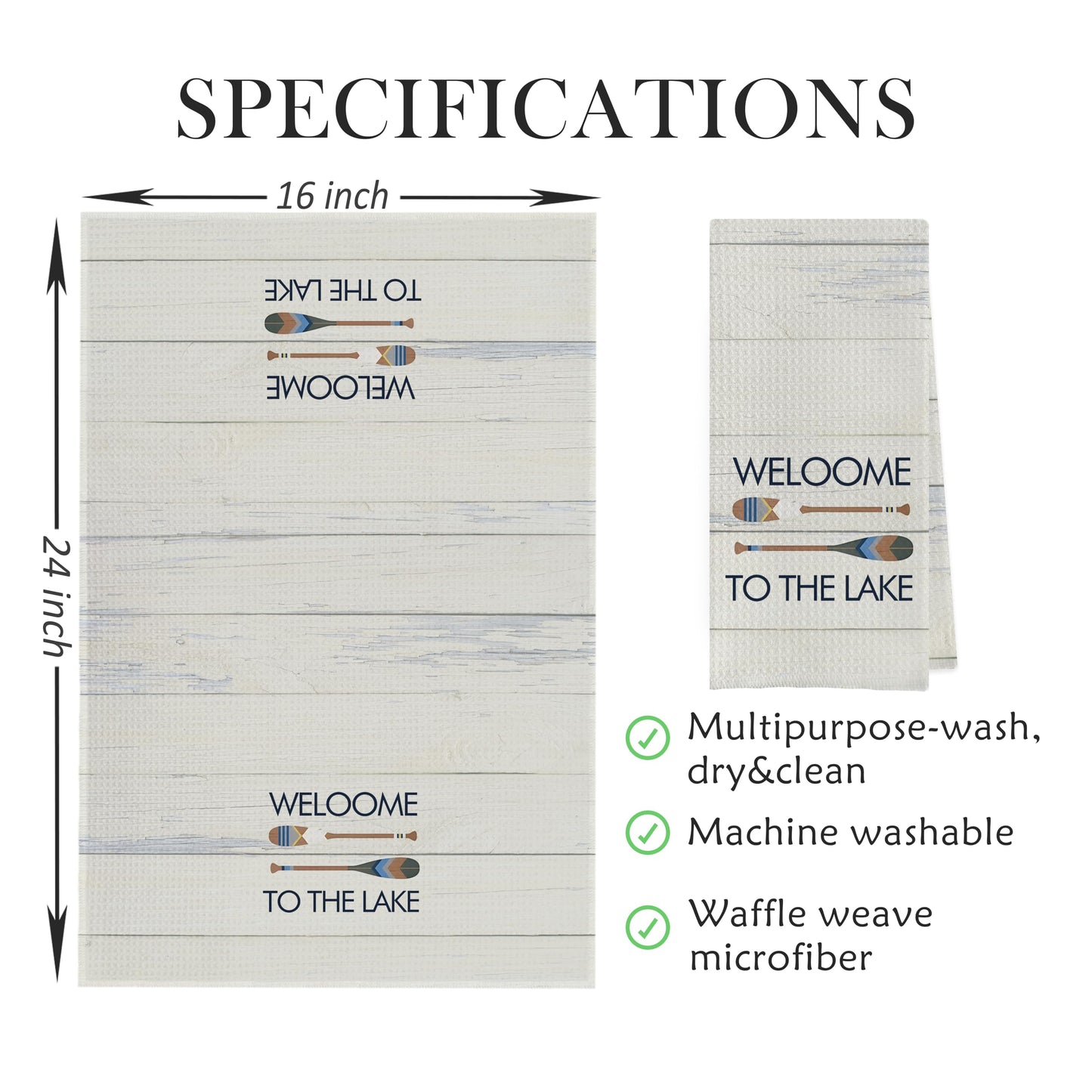 Geqtt Rustic Lake Kitchen Towels Set - Lake Dish Towels for Kitchen, Lake House Gifts, Welcome to The Lake Hand Tea Towels for Bathroom, Lake House Decor for The Home (16×24 Inches Set of 4)