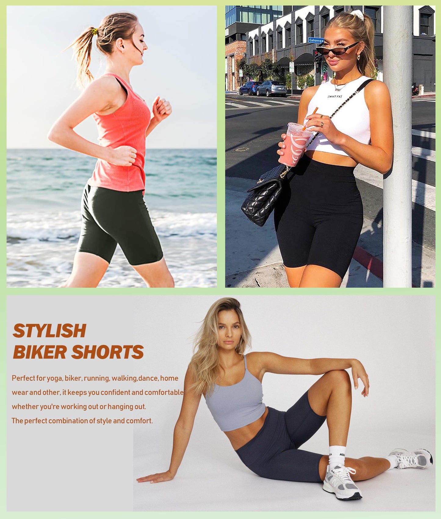 NEW YOUNG Biker Shorts Women with Pockets-5"/8" High Waisted Tummy Control Workout Gym Running Yoga Shorts