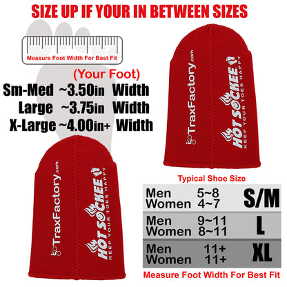 Hot Sockee - Neoprene Toe Warmers - Worn Inside Shoes or Boots - 3 Sizes - Cycling, Hiking, Winter Sports, Camping, Work & Construction Boots - XL