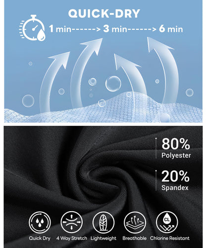 Men's Rash Guard Swim Shorts Compression Swimming Jammer Cool Dry Active Swimsuit Workout Shorts Sports Tights(Shark,XL)