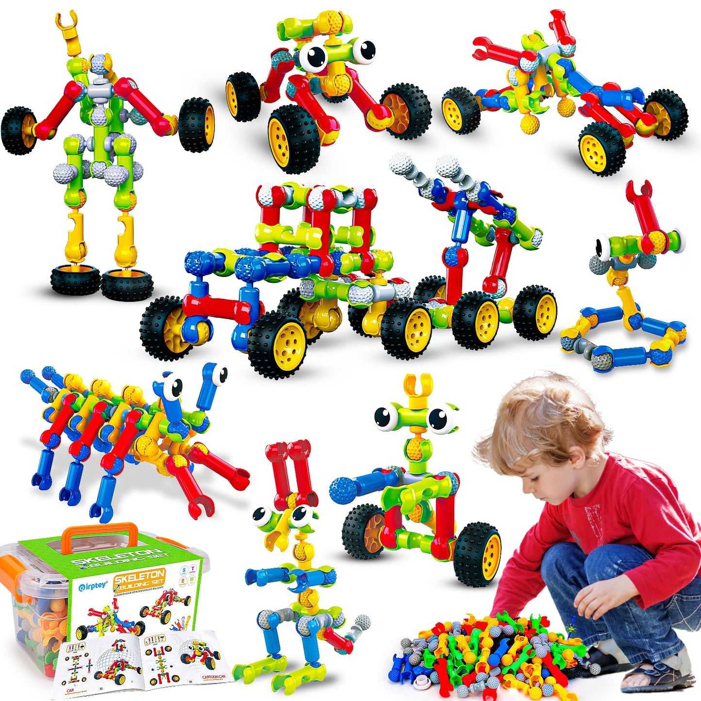 Kids STEM Building Toys for 3 4 5 6 7 8+ Year Old Boy Girl Birthday Gift, 186 Pcs Preschool Classroom Learning Activities Fine Motor Skills Building Blocks Ages 4-8 6-8 8-12 Engineering Creative Game