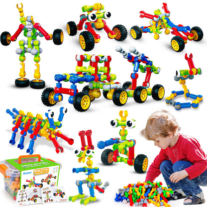 Kids STEM Building Toys for 3 4 5 6 7 8+ Year Old Boy Girl Birthday Gift, 186 Pcs Preschool Classroom Learning Activities Fine Motor Skills Building Blocks Ages 4-8 6-8 8-12 Engineering Creative Game