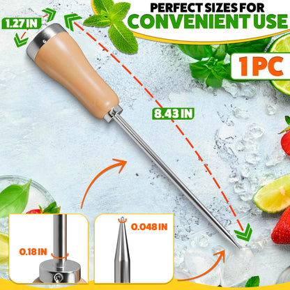 Ice Pick Tool with Stainless Steel Needle & Wooden Handle – Ice Picks for Breaking Ice In Freezer with Ergonomic Handle for Secure Grip – Designs for Kitchens, Bars & Camping Easy Breaking