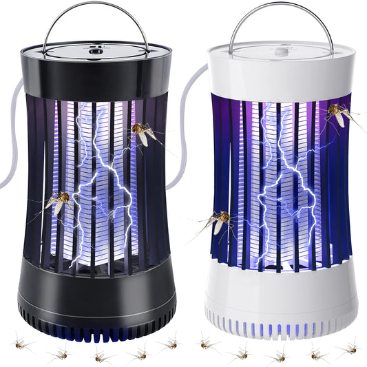 Lulu Home 2 Packs Indoor Bug Zapper with Fan, 1500V High Voltage Lighted Mosquito Lamp Trap, USB Cable Plug-in Electric Insect Killer Catching Moth Mosquitoes Gnat Fruit Flies (NO Battery)