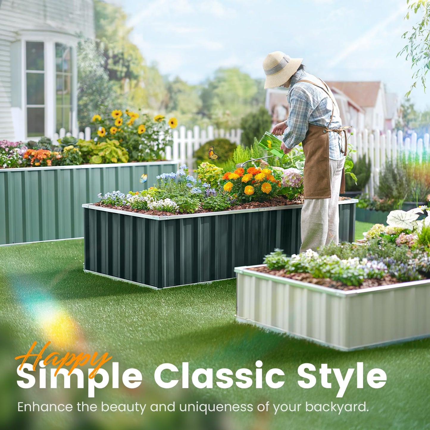 KING BIRD Raised Garden Bed 68" x 36" x 24" Heightened Galvanized Steel Metal Planter Box Outdoor for Deep-Rooted Vegetables, Flowers, Large Raised Bed Kit (Dark Grey)