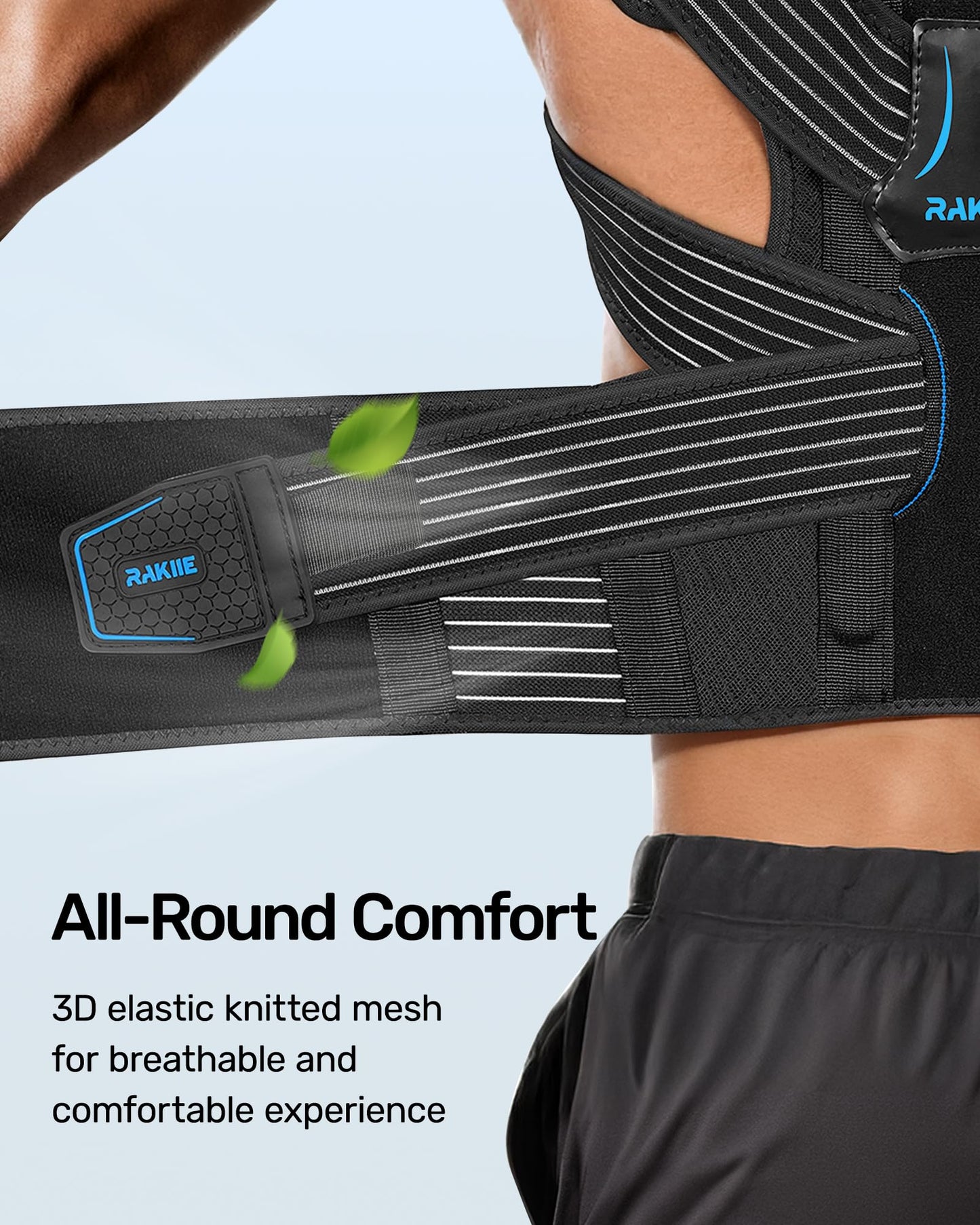 Rakiie Posture Corrector for Women and Men, Upgraded Back Brace with Enhanced Support, Shoulder Straightener with Cushioned Shoulder Pads & Underarm Pain Relief Strap, Size M (Underbust: 35.4"-41")