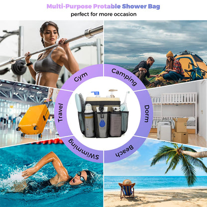 Mesh Shower Caddy Portable for College Dorm Room Essentials with 8-Pocket Large Capacity,Quick Dry Shower Bag for Bathroom, Beach,Gym