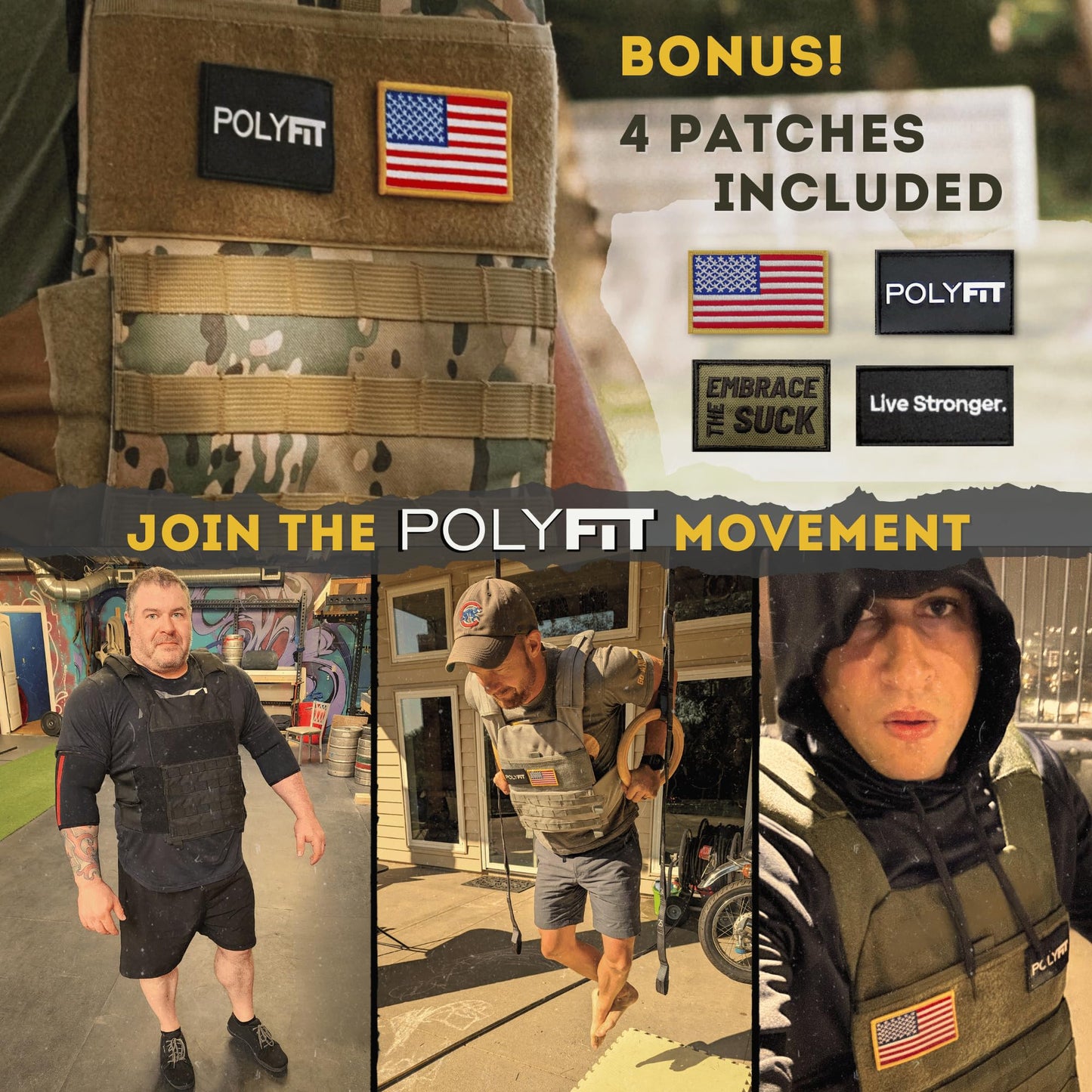 Polyfit (Fortify) Weighted Vest for Strength and Endurance Training, Fitness Workouts, Running, WODs - GREEN