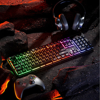 Redragon K521 Upgrade Rainbow LED Gaming Keyboard, 104 Keys Wired Mechanical Feeling Keyboard with Multimedia Keys, One-Touch Backlit, Anti-Ghosting, Compatible with PC, Mac, PS4/5, Xbox