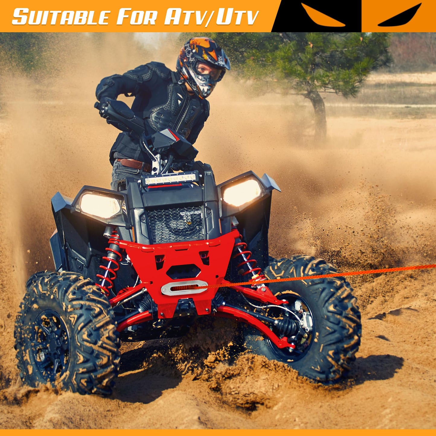 ORCISH Upgrade 3500 lb 12V DC Electric Winch, ATV/UTV Winch Kit for Towing, 1/4"×30' Synthetic Rope with Both Wireless Handheld Remote and Corded Control Recovery, Easy Assembly Winches