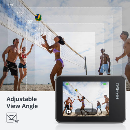 AKASO Brave 7 4K30FPS 20MP WiFi Action Camera with Touch Screen IPX8 33FT Waterproof Camera EIS 2.0 Zoom Support External Mic Voice Control with 2X 1350mAh Batteries Vlog Camera