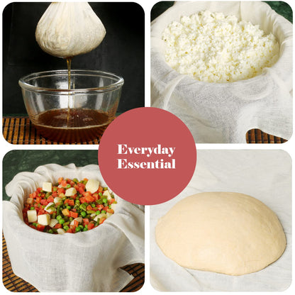 PACKARDI 8 PCS Grade 100+ Cheese Cloths 20x20 Inch, Reusable and Washable Cheesecloths for Straining,100% Unbleached Pure Cotton Lint Free, Ultra-Fine Cheese Cloth for Baking & Juicing (52×50 TPI)