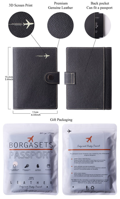 Passport Holder Cover Wallet RFID Blocking Leather Card Case Travel Document Organizer Black