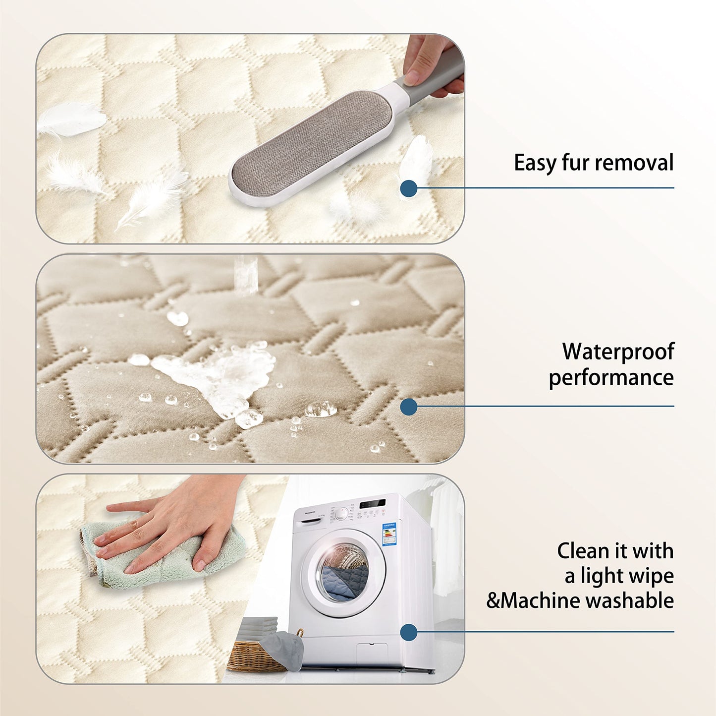 gogobunny 100% Double-Sided Waterproof Dog Bed Cover Pet Blanket Sofa Couch Furniture Protector for Puppy Large Dog Cat, Reversible (68x82 Inch (Pack of 1), Dark Beige/Light Beige)