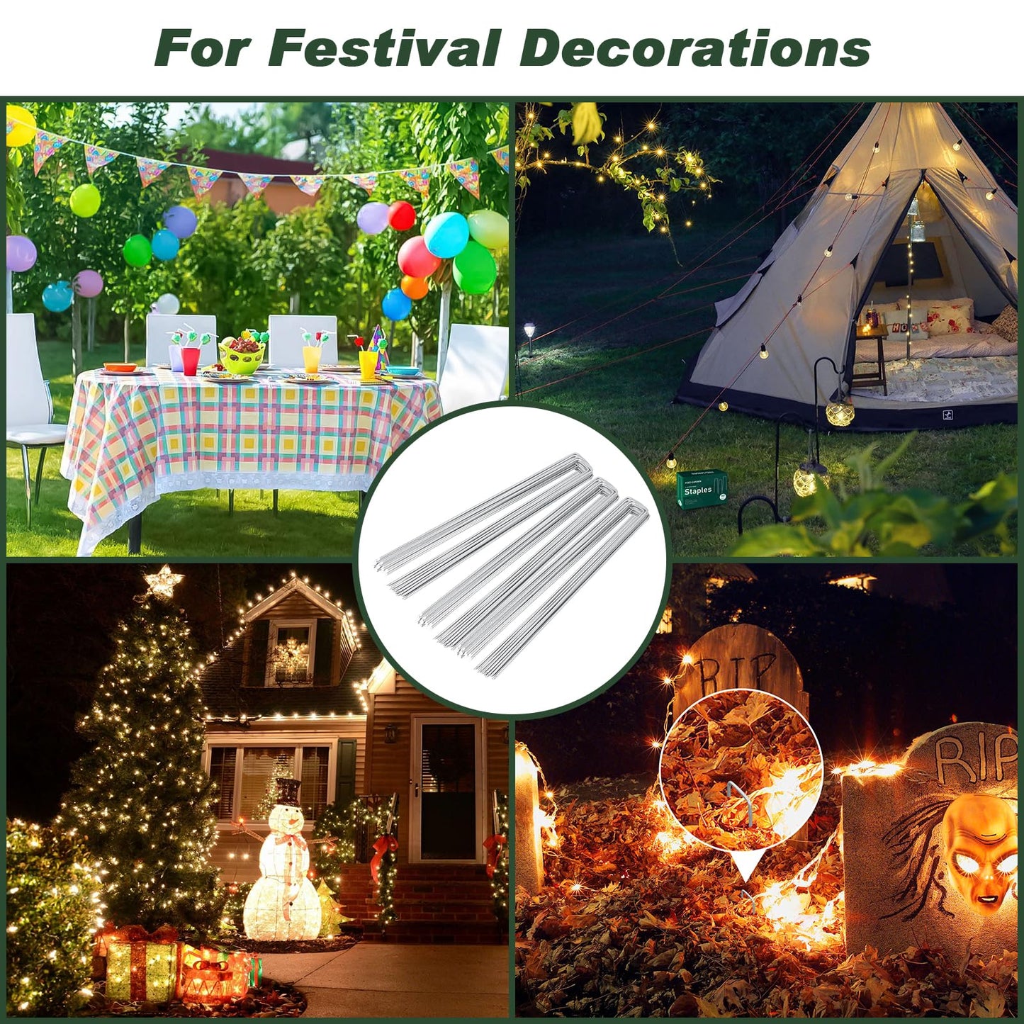 FEED GARDEN 6 Inch 50 Pack Hot-dip Galvanized Landscape Staples Plant Cover Stakes 11 Gauge Tent Stakes Garden Stakes Landscaping Fabric SOD Pins Yard Stakes for Decoration Weed Barrier Fabric