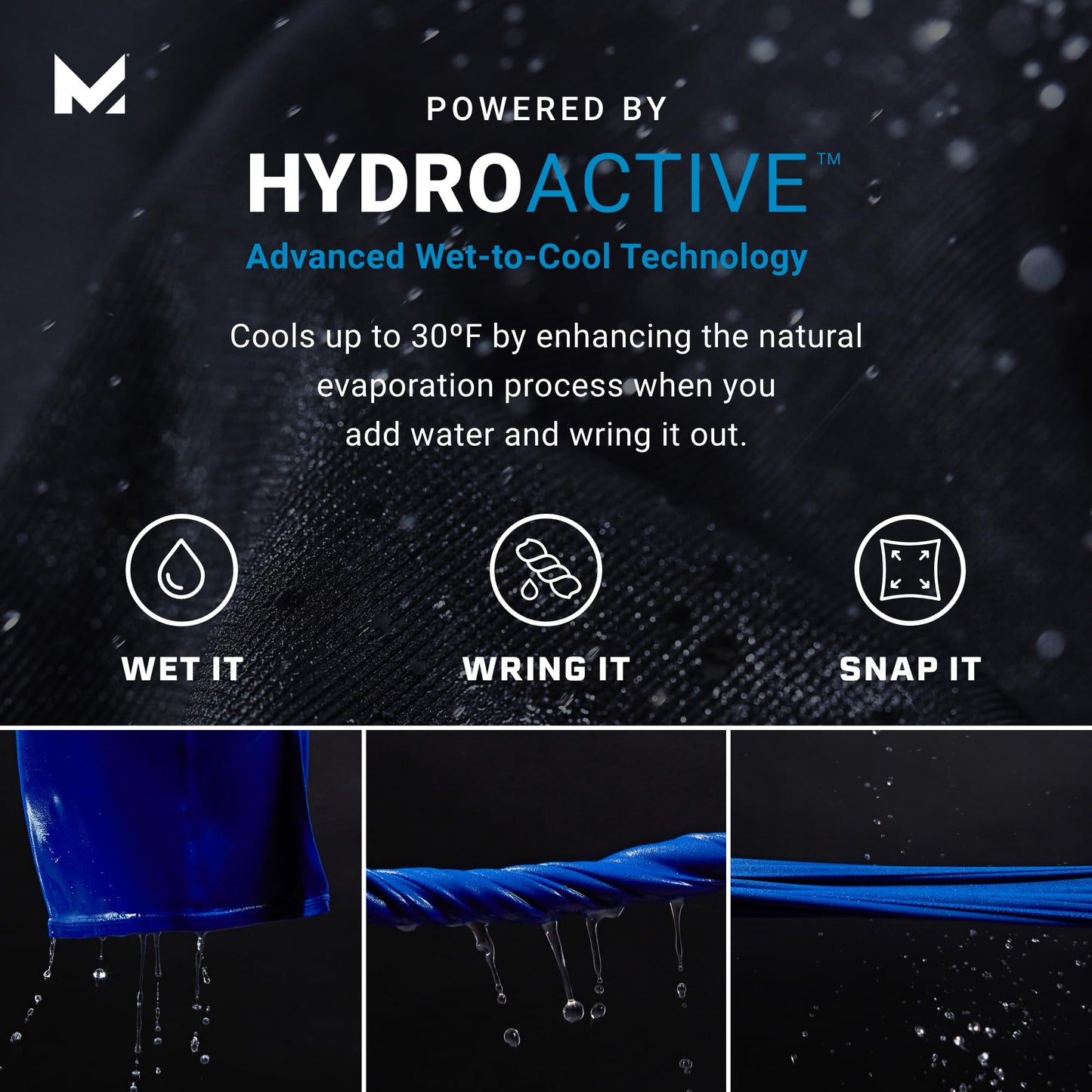 MISSION Cooling Hoodie Towel, Mission Blue - Soft, Durable Microfiber - Cools Up to 2 Hours - UPF 50 Sun Protection - Machine Washable