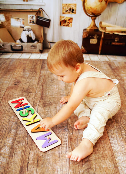 Personalized Wooden Name Puzzle for Kids Personalized Baby Name Puzzle for Toddlers Personalized Baby Gifts First Birthday Gift Wooden Puzzles Custom Toddler Learning