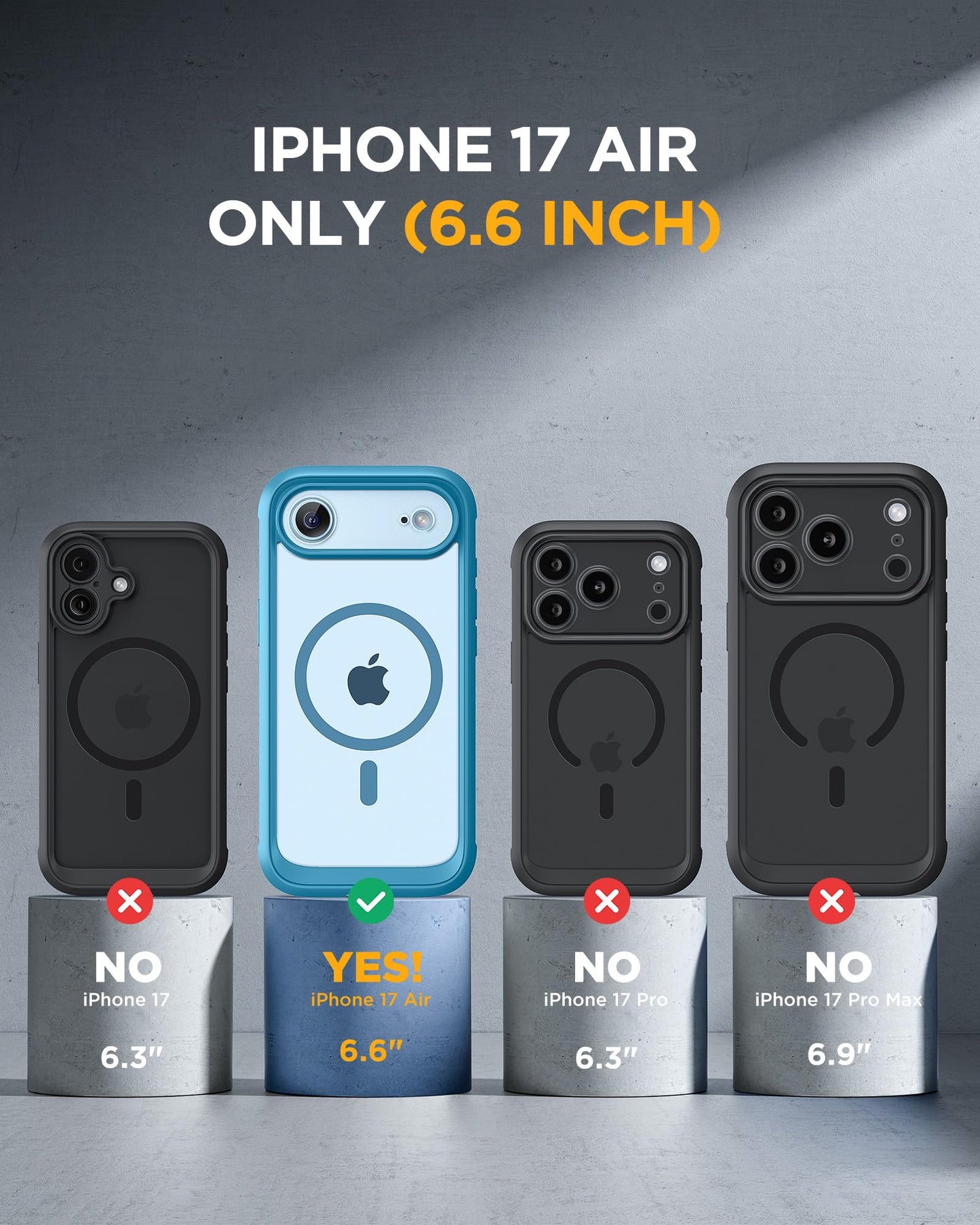 Miracase Magnetic for iPhone Air Case 6.5" [Compatible with MagSafe] Full-Body Phone Case with Built-in Glass Screen Protector & Camera Control,Drop Proof iPhone 17 Air Case Cover, Blue