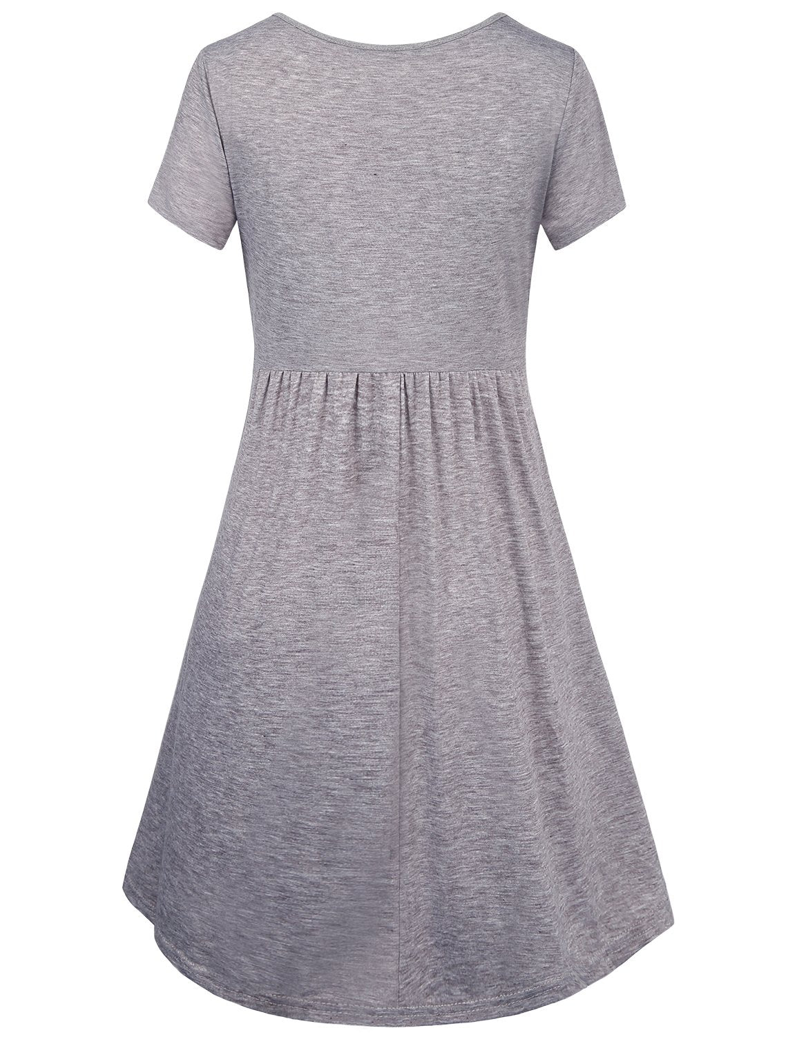 Quinee Nursing Outfit,Ladies Short Sleeve Round Neck Summer Casual Cotton Breastfeeding Friendly Dress for Baby Shower Comfy Easy Fit Pleats 2XL Large Oversize Maternity Tunic Grey XXL