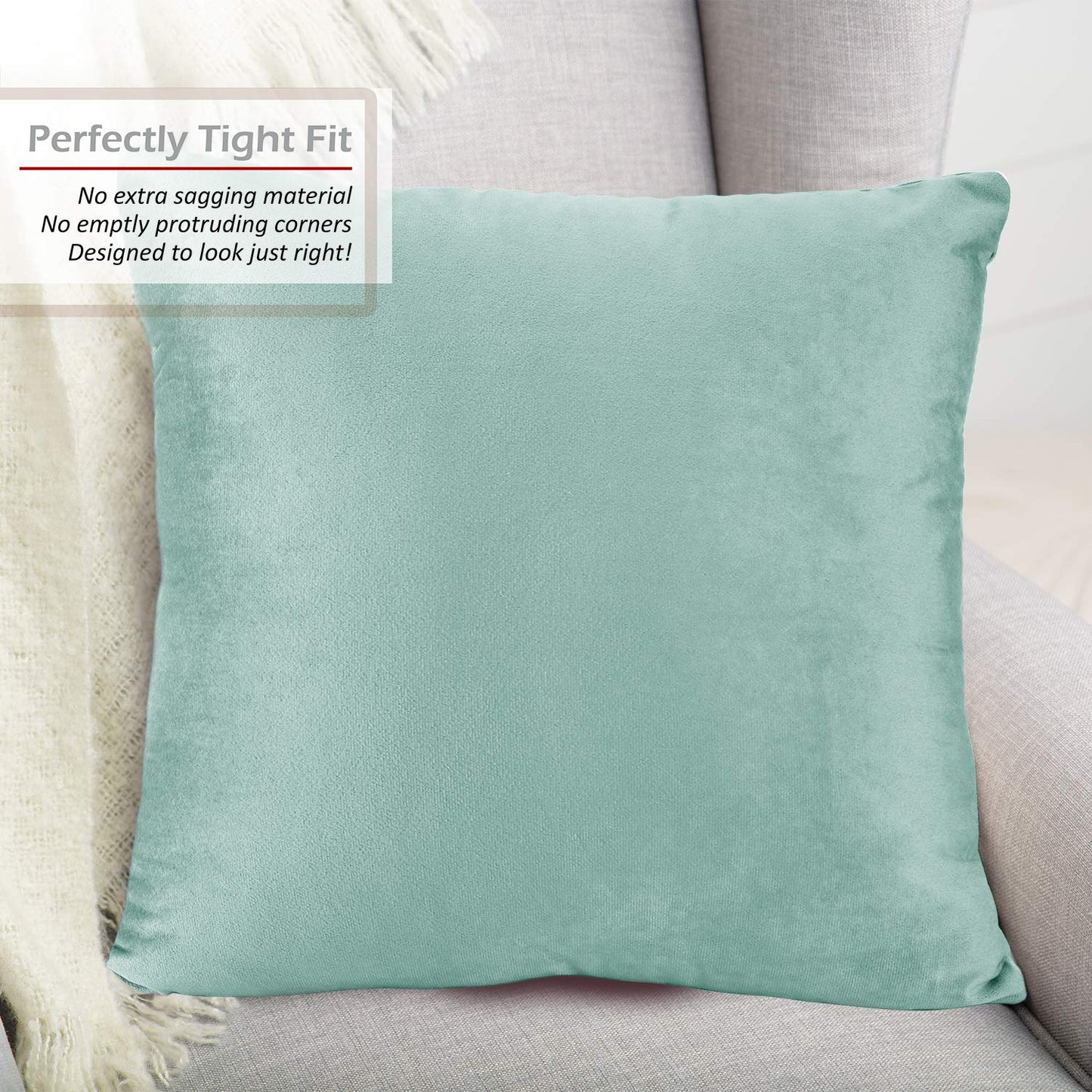 Nestl Throw Pillow Covers, Cozy Velvet Decorative Light Blue Pillow Covers 18 x 18 Inches, Soft Solid Couch Pillow Covers for Sofa, Bed and Car, Set of 2