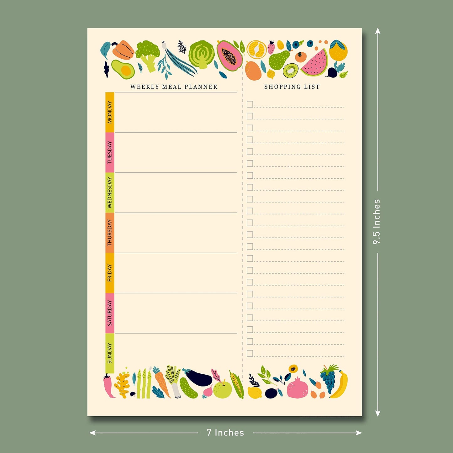 mudrit Magnetic Weekly Meal Planner Notepad with Tear Off Grocery Shopping List for Fridge | What To Eat Pad - 52 sheets, 7” x 10”