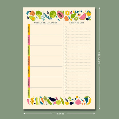 mudrit Magnetic Weekly Meal Planner Notepad with Tear Off Grocery Shopping List for Fridge | What To Eat Pad - 52 sheets, 7” x 10”