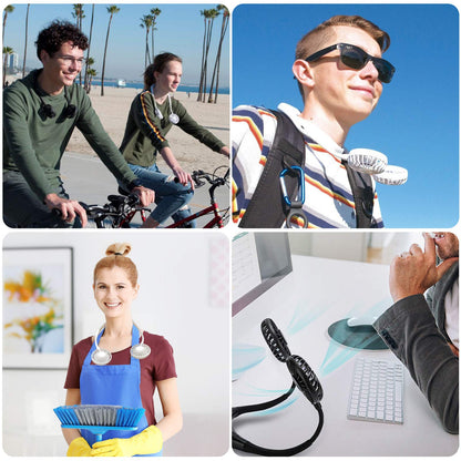 Neck Fan - 2600mAh Battery Operated Hands Free Fan, Portable Hang Around Neck Fans for Fishing, Camping, Hiking, Working, USB Powered, Over 12 Hours Cooling