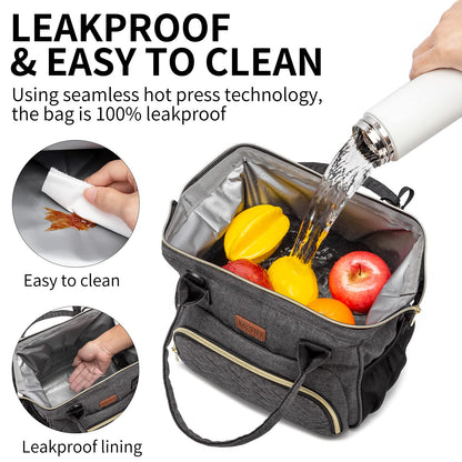 MCBD Lunch bags Insulated Lunch Box for Women,3 Carrying Way Large Tote Bag,Leakproof Reusable Cooler Backpack with Adjustable Shoulder Strap for Office Picnic Beach