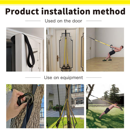 ADALT LION Bodyweight Resistance Training Straps, Complete Home Gym Fitness Trainer kit for Full-Body Workout, Included Door Anchor, Extension Strap, Fitness Guide (Yellow-2)