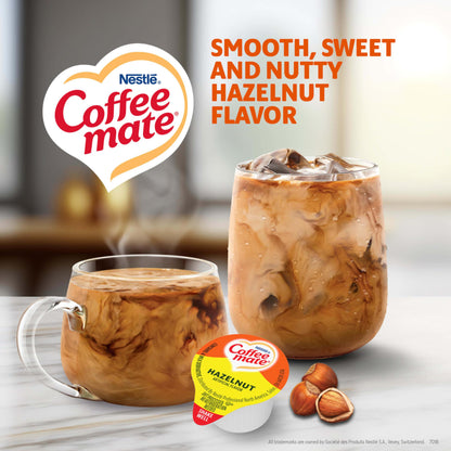 Nestle Coffee mate Coffee Creamer, Hazelnut, Liquid Creamer Singles, Non Dairy, No Refrigeration, 0.375 fl oz Tubs (Pack of 180)
