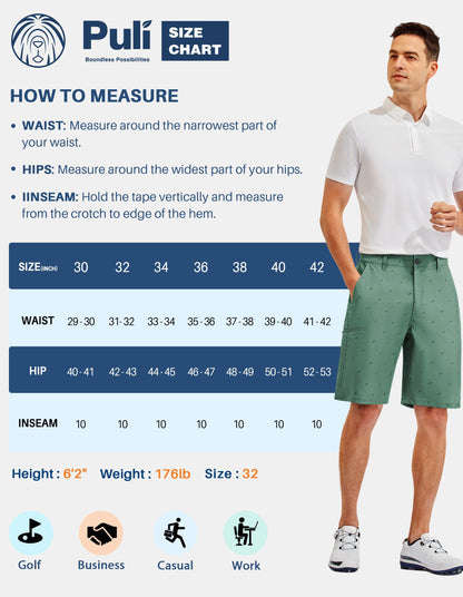 PULI Men's 10 Inseam Golf Shorts Stretch Casual Quick Dry with Pockets for Hiking Outdoor Adventure Light Beige 38
