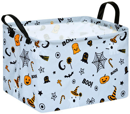 MAIZMZ Halloween Storage Basket Pumpkin Ghost Gift Basket for Kids Foldable Toy Box Waterproof Organizer Bin Laundry Nursery Hamper for Home Office Dorm Closet Shelf