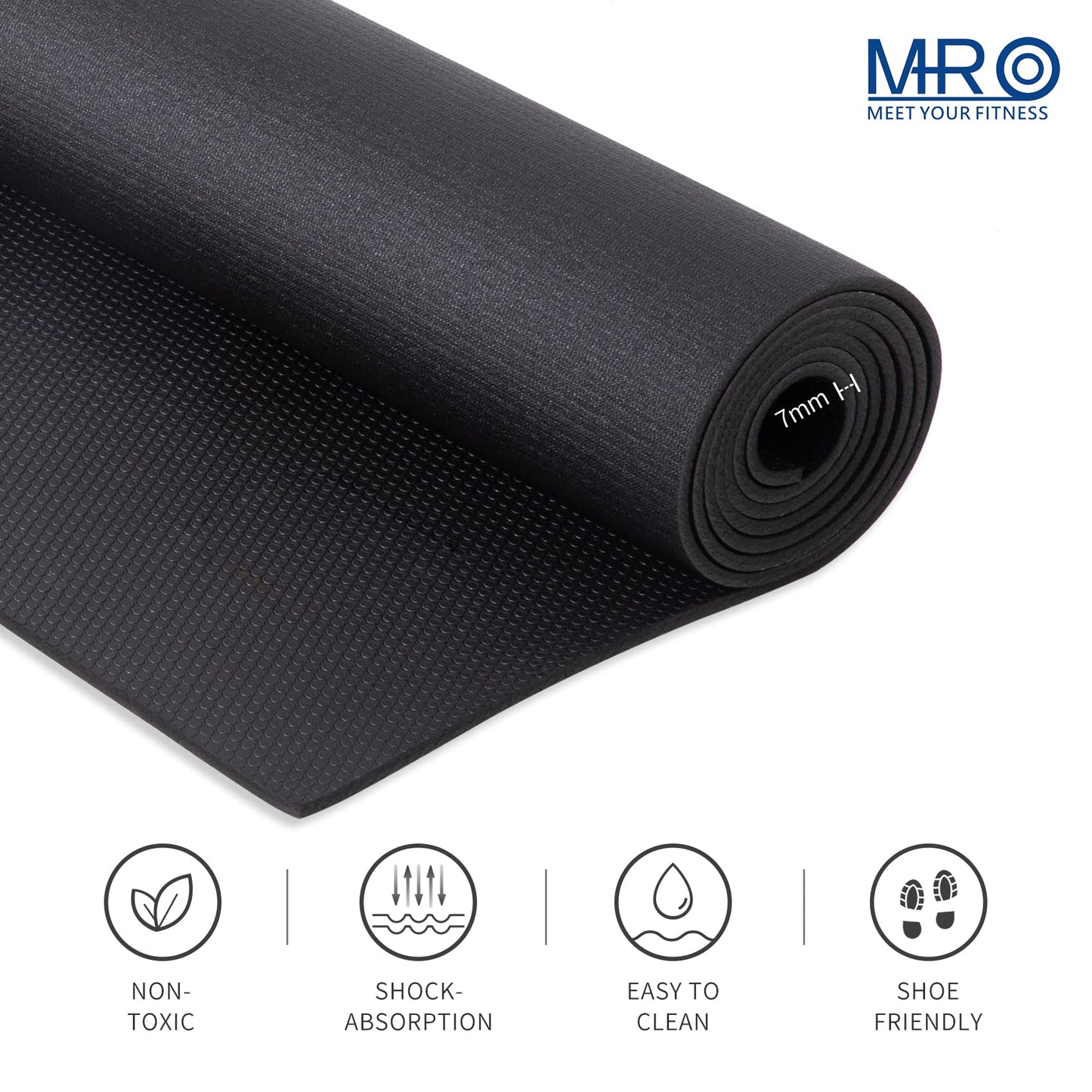 MRO Extra Large Exercise Mat For Home Gym, 8'x4.5'/7'x4.5'/6'x4.5'(7mm) Workout Mats for Gym Flooring, Non-Slip, Extra Thick Durable Cardio Mat, Ideal for Plyo, Weights, MMA, Jump Rope -Shoe Friendly