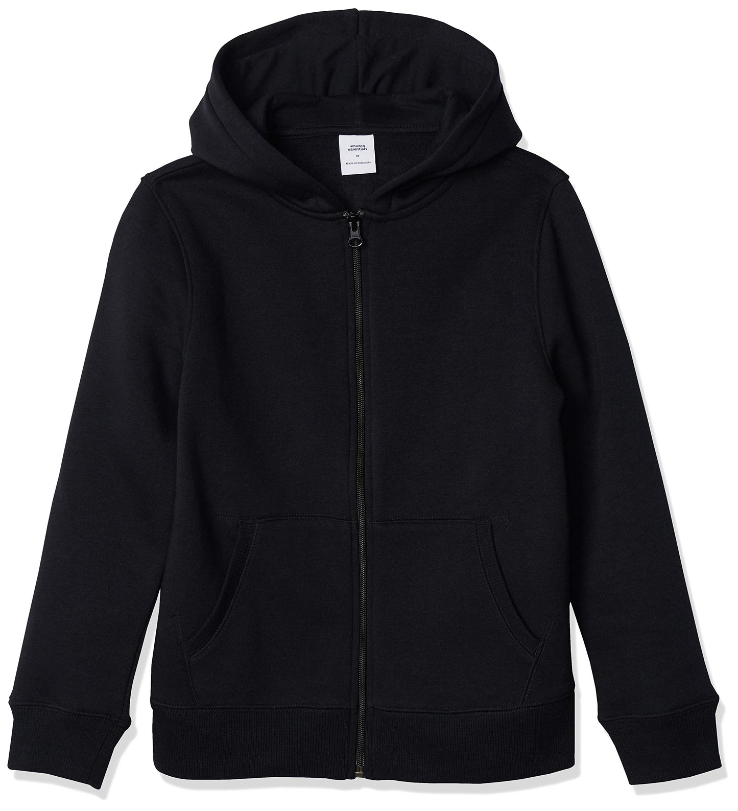 Amazon Essentials Hoodies - Boys' Black Zip-Up Sweatshirt, Medium, Fleece
