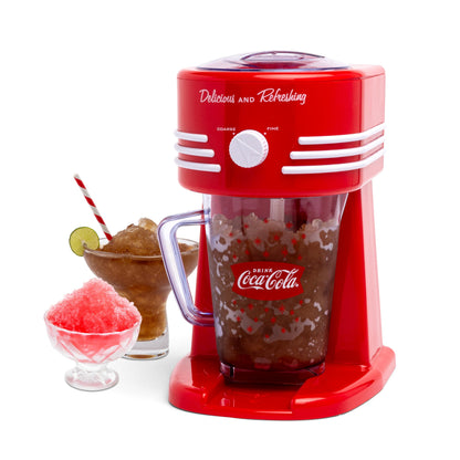 Nostalgia Coca-Cola Frozen Drink Maker and Margarita Machine for Home - 40-Ounce Slushy Maker with Stainless Steel Flow Spout - Easy to Clean and Double Insulated - Red