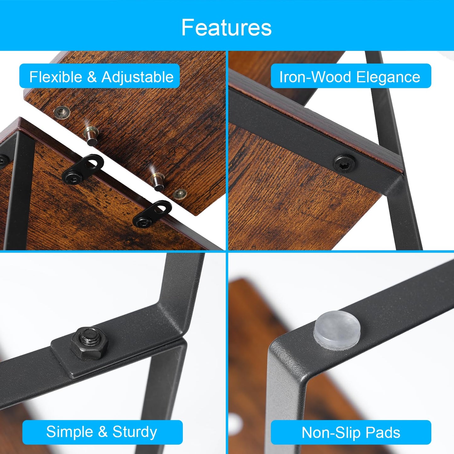 Golener Countertop Organizer Corner Shelf, 2 Tier Adjustable Stackable Corner Shelves for Kitchen, Bathroom, Spice Rack, Coffee Area, Over Sink, Dresser Table, Corner Counter Shelf Stand, Rustic Brown