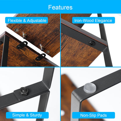 Golener Countertop Organizer Corner Shelf, 2 Tier Adjustable Stackable Corner Shelves for Kitchen, Bathroom, Spice Rack, Coffee Area, Over Sink, Dresser Table, Corner Counter Shelf Stand, Rustic Brown