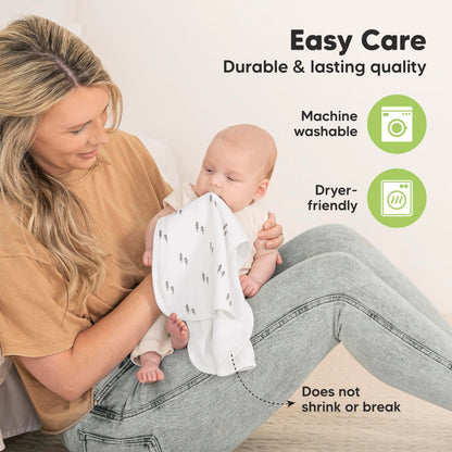 5-Pack Muslin Burp Cloths Baby Boy, Girl - Very Absorbent Baby Burp Cloth Rags, 8-Layers Viscose Derived from Bamboo Cotton Muslin Towel, Super Soft Spit Up Rags, No Shrink Washcloths (Nordic)