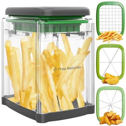 PrepNaturals 3-in-1 French Fry Cutter - Potato French Fry Cutter - French Fries Cutter - Food Chopper Manual Hand - Veggie Cutter - Vegetable Chopper