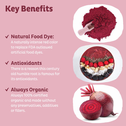 KOS Organic Beet Root Powder - USDA Certified, Non-GMO, Gluten & Soy Free - 90 Servings