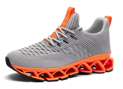 Men's Running Shoes Breathable Mesh Walking Shoes Slip on Tennis Sneakers Fashion Non Slip Work Sport Gym Cross Trainers Beige Orange