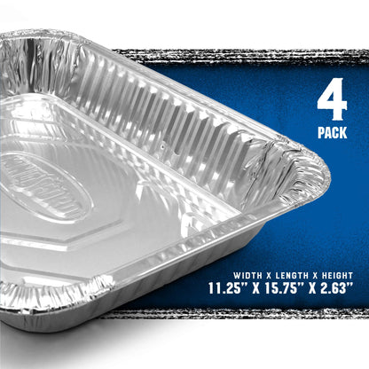 Kingsford Heavy Duty Large Aluminum Pans - Disposable Aluminum Pans for Cooking, Baking, Grilling, Frying & Roasting - Ideal Disposable Chafing Dish, Broiler, & Outdoor Tray 4 Count, (Pack of 1)