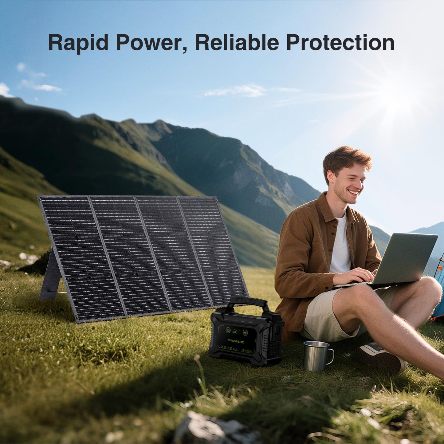 MARBERO 200W Portable Solar Panel for Power Station & DC Devices 200 Watt Foldable Solar Charger >23% High Efficiency IP68 Waterproof Compatible with Solar Generator for Camping RV Outdoor Cloudy