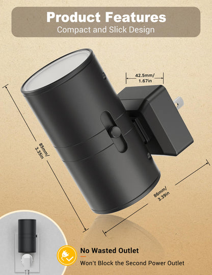 Night Lights Plug into Wall, Dimmable Night Light Plug in, Modern Night Lights with Dusk to Dawn Light Sensor, Soft White 3000K, 0-100LM Adjustable Brightness Nightlight for Hallway Bedroom, 2 Pack