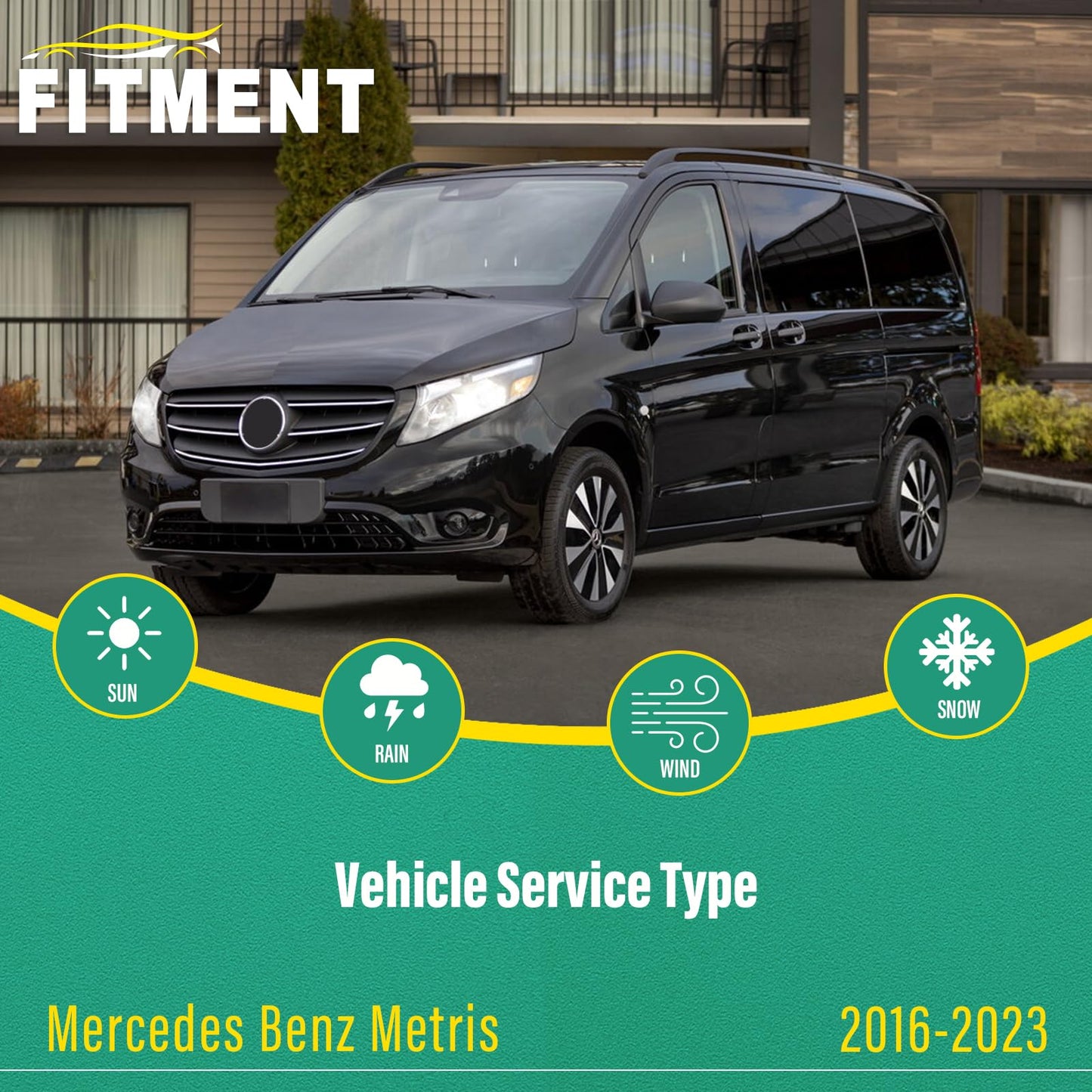 28" 18" 16" Windshield Wiper Blades Replacement for Mercedes Benz Metris 2016 2017 2018 2019 2020 2021 2022 2023 Premium All Weather Front Rear Wipers Set - OEM Quality (Pack of 3)