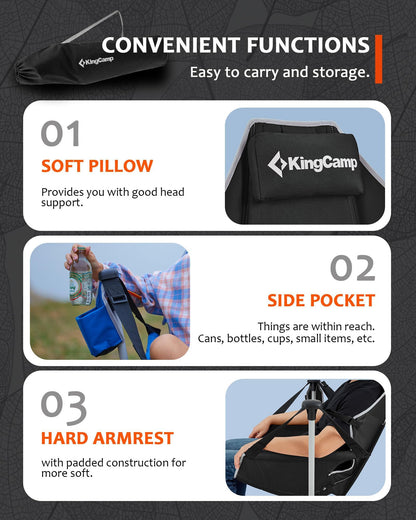 KingCamp Hammock Camping Chair, Swinging Portable Folding Camp Chairs for Adults 400lbs Heavy Duty Foldable Oversized Rocker with Aluminum Alloy Frame Cup Holder Pillow for Outdoor Beach Patio Sport