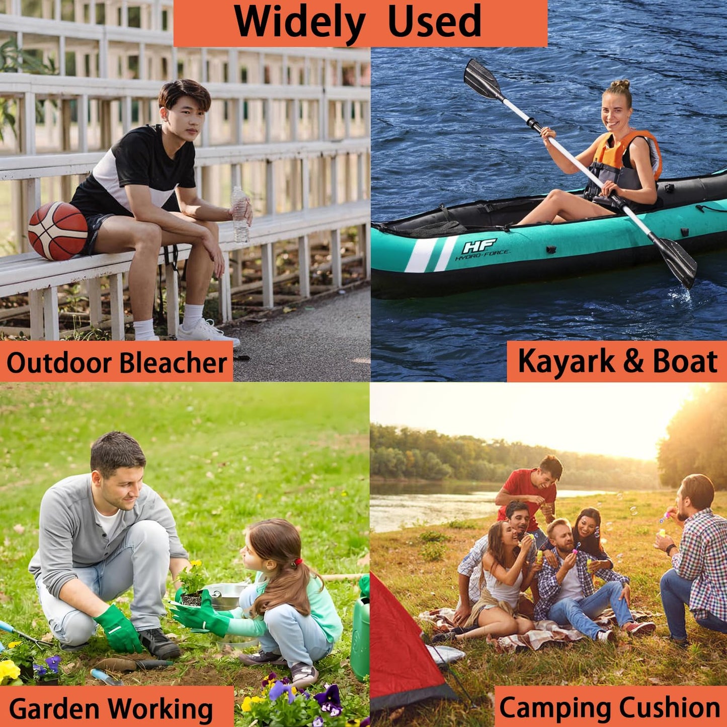 KIMI HOUSE 2 Pieces Blue Indoor & Outdoor Chair Cushion, Boat Canoe Kayak Seat, Stadium Seating for Bleachers, Best for Camping, Bleachers, Sports Events