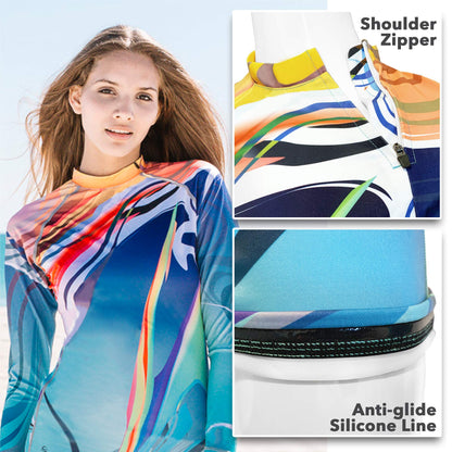 Platinum Sun Long Sleeve Rash Guard for Women (Azzura, L)