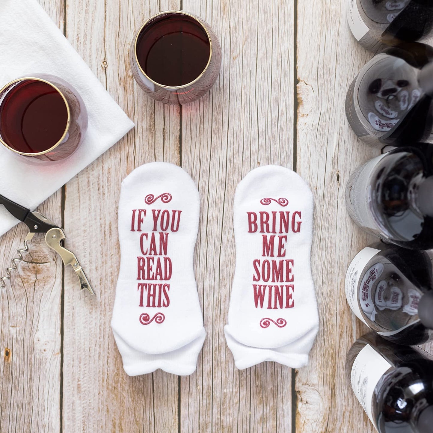 Haute Soiree If You Can Read This, Bring Me Some Wine Funny Socks for Women - One Size Fits All Gift for Wine Lovers